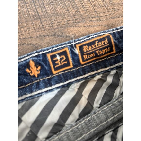 Rock Revival Men’s Rexford Relaxed Taper Jeans 32x32 Grunge Embroidered - Picture 3 of 10